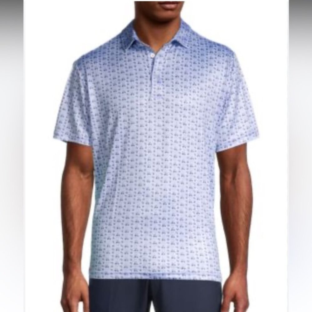 Taylor Byrd Men's Blue Short Sleeve Performance Golf Polo Shirt Size Large